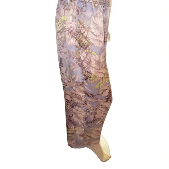 Women's XL Floral Wide-Leg Crop Pants Tassel Drawcord Pull-On - Picture 7 of 9